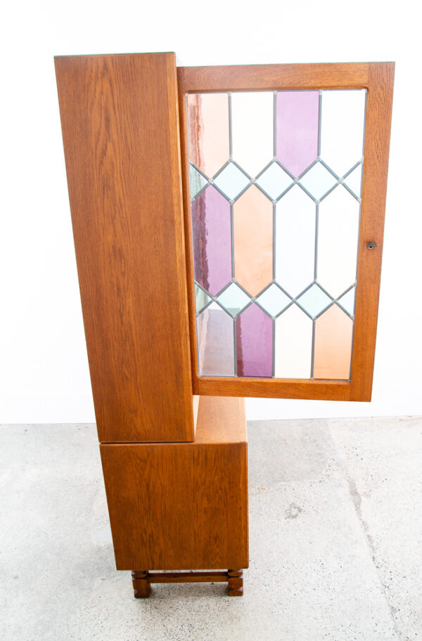 Mid Century Danish Modern Cabinet Credenza 2 drawer Henning Kjernulf Oak Glass - Image 12