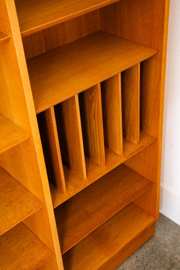 Mid Century Danish Modern Bookshelf Cabinet Modular Blonde Oak LP Storage Mcm - Image 12