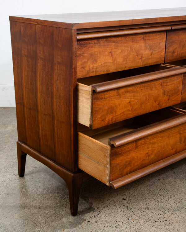 Mid Century Modern Dresser Credenza Lane Rhythm Walnut 9 Drawer Wood Danish Wide - Image 10