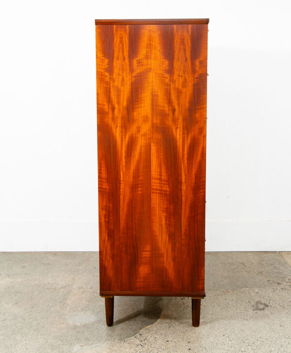 Mid Century Danish Modern Highboy Dresser 6 Drawer Teak Handles Denmark Tall Mcm - Image 3