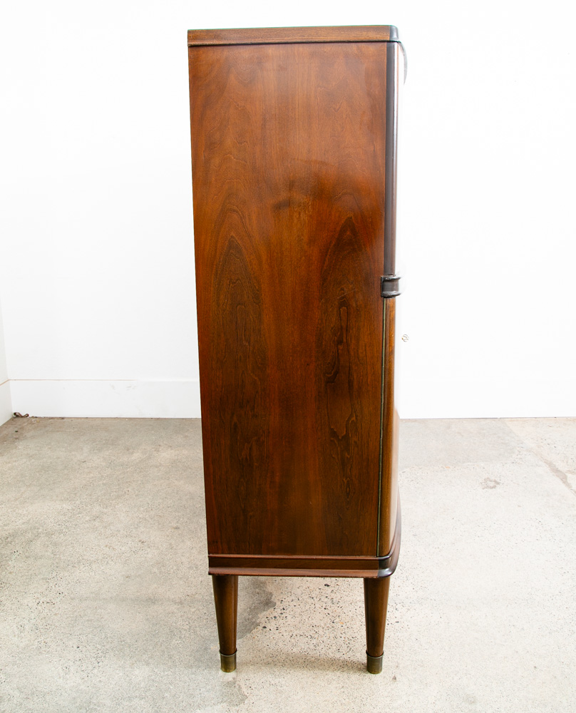 Mid Century Danish Modern Credenza Highboard Server Hutch Walnut Tambour Doors - Image 4