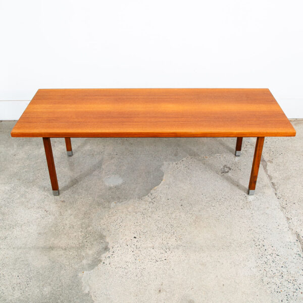 Mid Century Danish Modern Coffee Table Surfboard Teak Denmark Metal Legs Vintage - Image 6