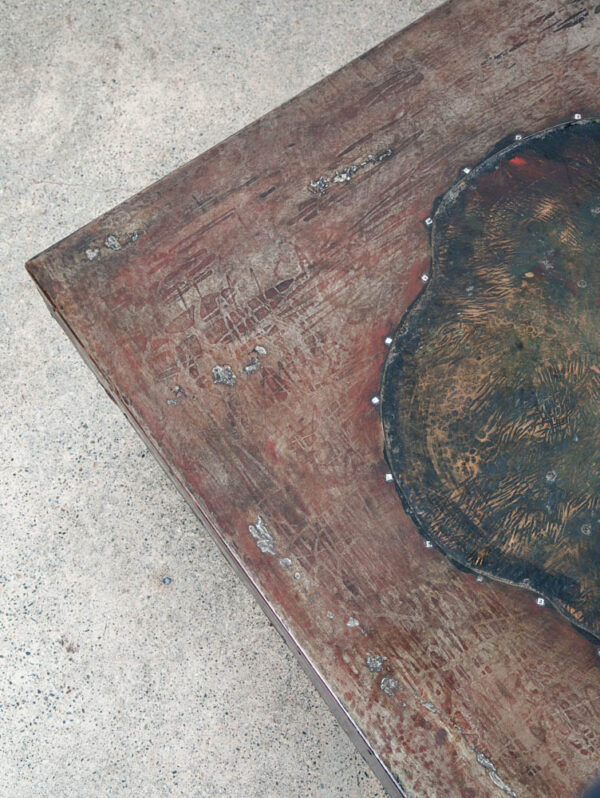 Mid Century Modern Coffee Table Square Metal Sculptural Brazilian Studio Vintage - Image 4