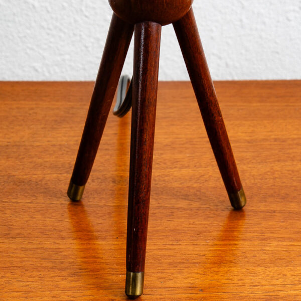 Vintage Mid Century Modern Solid Teak Tripod Table Lamp Turned Round Denmark #2 - Image 8