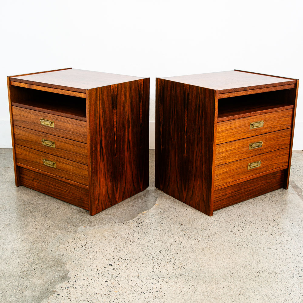 Mid Century Danish Modern Nightstands End Side Table Rosewood Sannemans Drawers