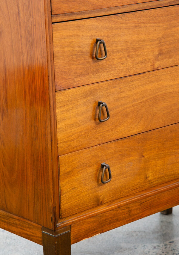 Mid Century Danish Modern Desk Vanity Office Walnut 3 Drawers Denmark Mirror - Image 7
