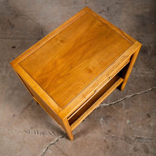 Mid Century Modern Nightstands End Side Table Drawer Walnut Vintage Drexel Brass - Image 8