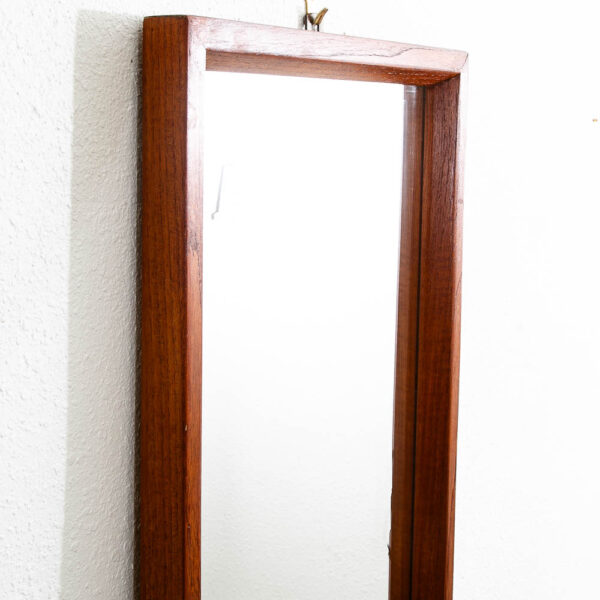 Mid Century Danish Modern Mirror Wall Hanging Entry Way Solid Teak Rectangular - Image 7