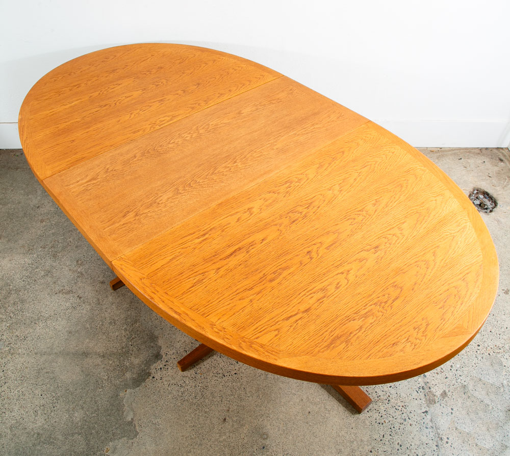 Mid Century Danish Modern Dining Table Oak Niels Kofoed Oval Extension x2 Mcm - Image 4