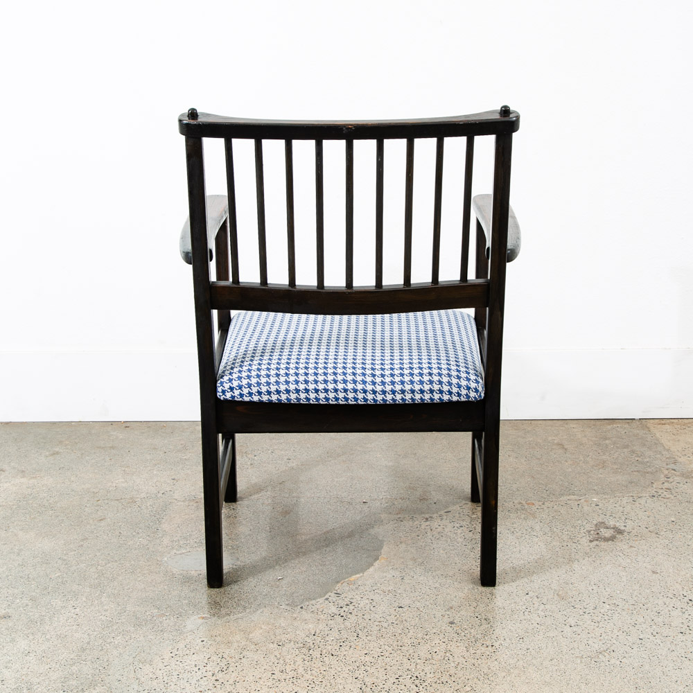 Mid Century Modern Wood Dining Chairs Swedese Sweden Black Blue Denmark Armchair - Image 9