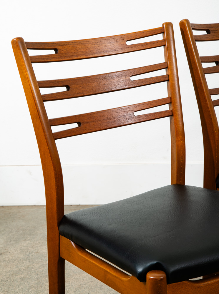 Mid Century Modern Dining Chairs Pair Set Mobler Ladder Farstrup Teak Mcm Black - Image 6