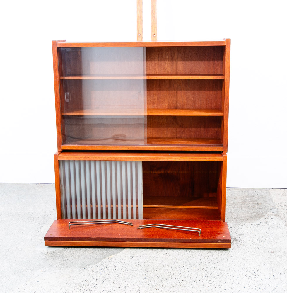 Mid Century Danish Modern Wall Unit 1 bay Teak Display Cabinet Modular Cado Mcm - Image 6