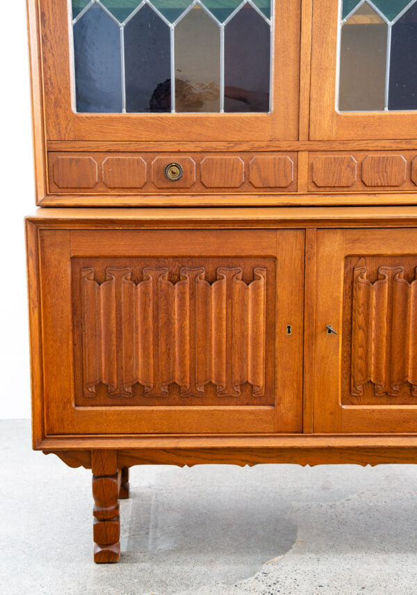 Mid Century Danish Modern Cabinet Credenza 2 drawer Henning Kjernulf Oak Glass - Image 11