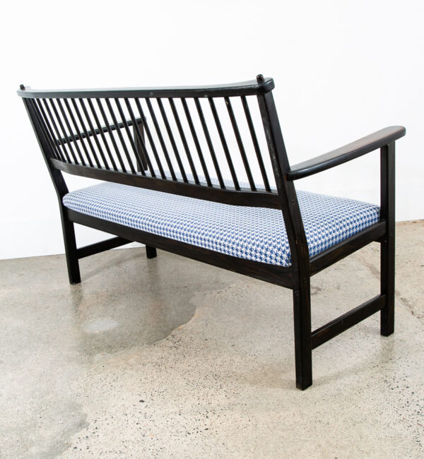Mid Century Modern Wood Bench Swedese Sweden Black Blue Denmark Vintage - Image 3