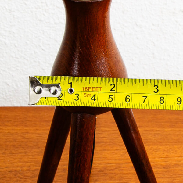 Vintage Mid Century Modern Solid Teak Tripod Table Lamp Turned Round Denmark #2 - Image 10