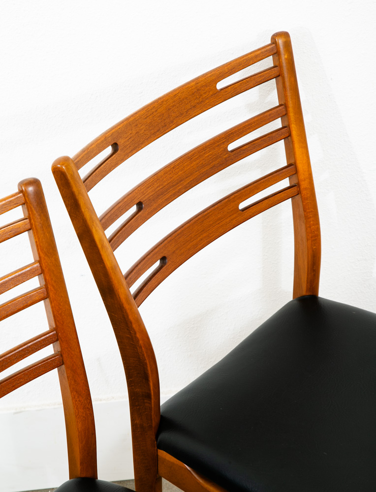 Mid Century Modern Dining Chairs Pair Set Mobler Ladder Farstrup Teak Mcm Black - Image 10