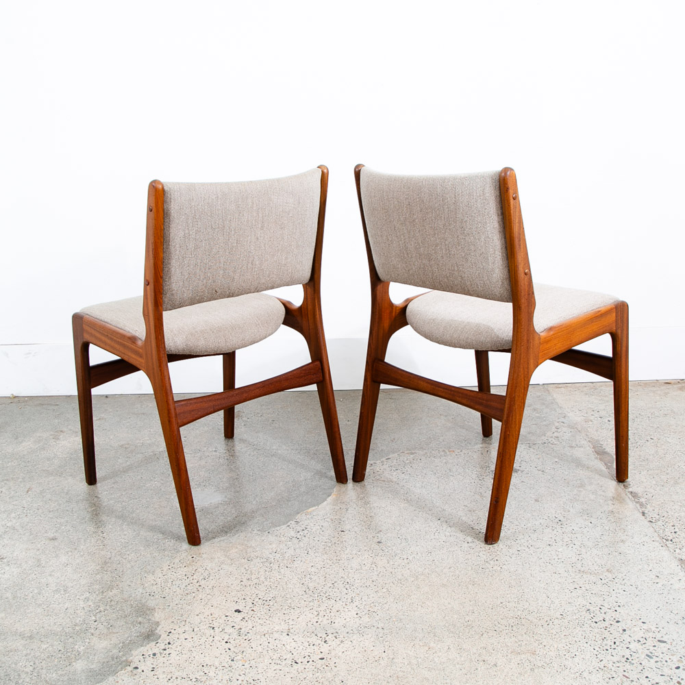 Mid Century Danish Modern Dining Chairs Johannes Andersen Set 8 Teak Wood Grey - Image 6