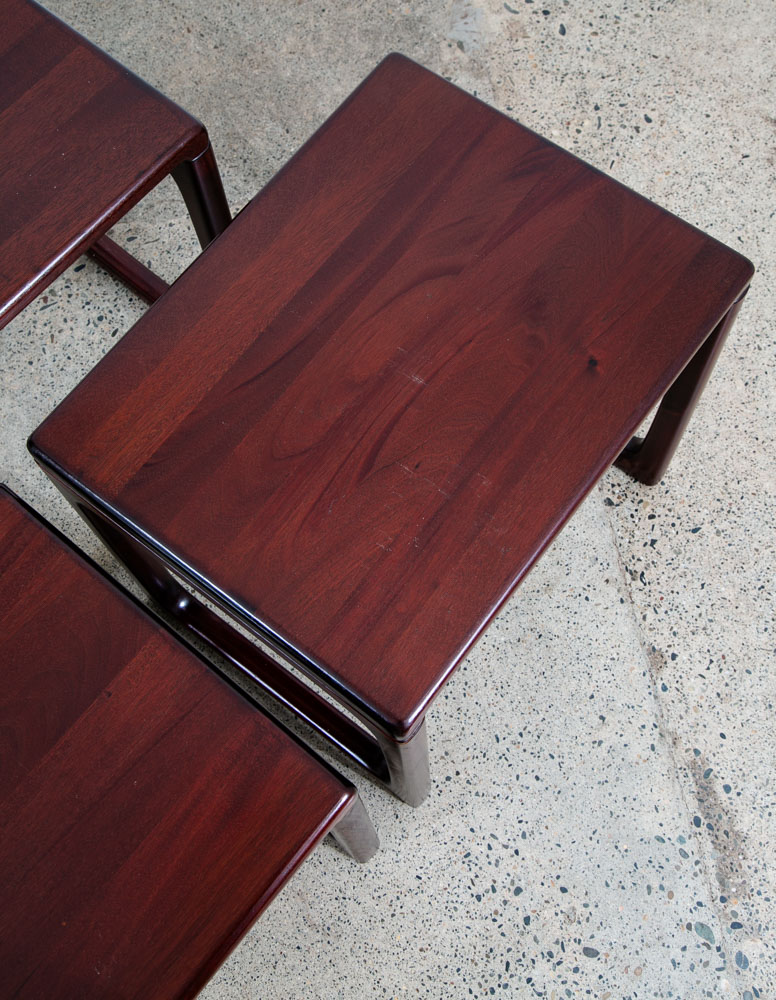 Mid Century Danish Modern Nesting Tables Solid Mahogany Mcm Set of 3 Vintage - Image 9