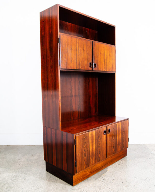 Mid Century Danish Modern Cabinet Storage Rosewood Omann Jun Doors Bookshelf Mcm - Image 2