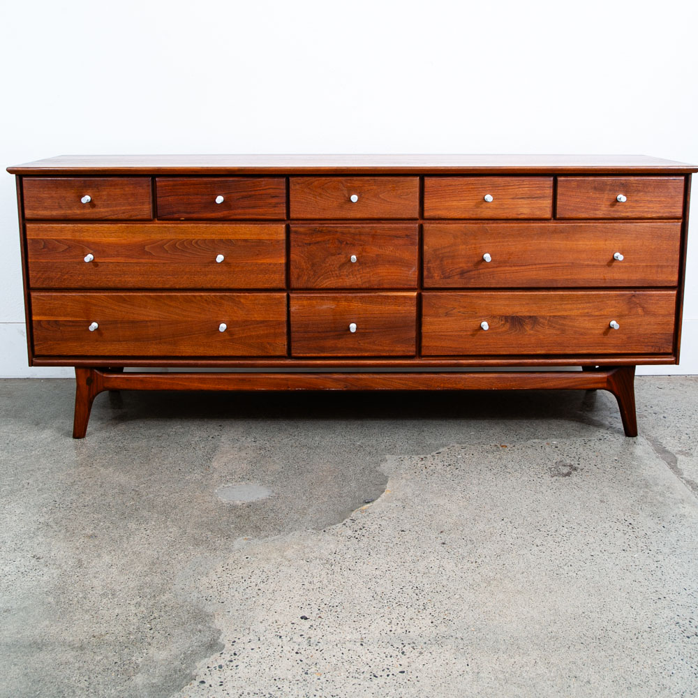 Mid Century Modern Credenza Dresser 11 Drawer Ace Hi Prelude Line Solid Walnut Wood Mcm - Image 2