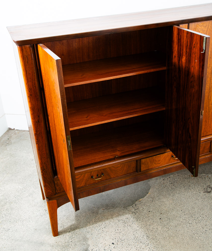 Mid Century Danish Modern Credenza Highboard Rosewood Wood Drawers Denmark Mcm - Image 8