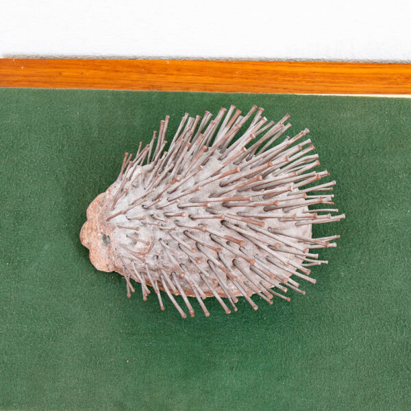 Mid Century Modern Sculpture Mix Media Art Cement Door Stopper Hedgehog Brown - Image 8