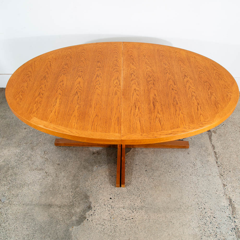 Mid Century Danish Modern Dining Table Oak Niels Kofoed Oval Extension x2 Mcm - Image 9