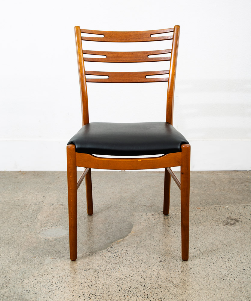 Mid Century Modern Dining Chairs Pair Set Mobler Ladder Farstrup Teak Mcm Black - Image 12