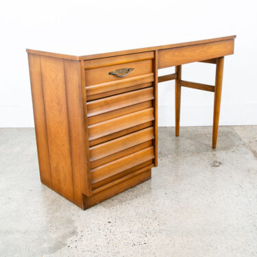 Mid Century Modern Desk American Martinsville Drexel Bleached Walnut 4 Drawer