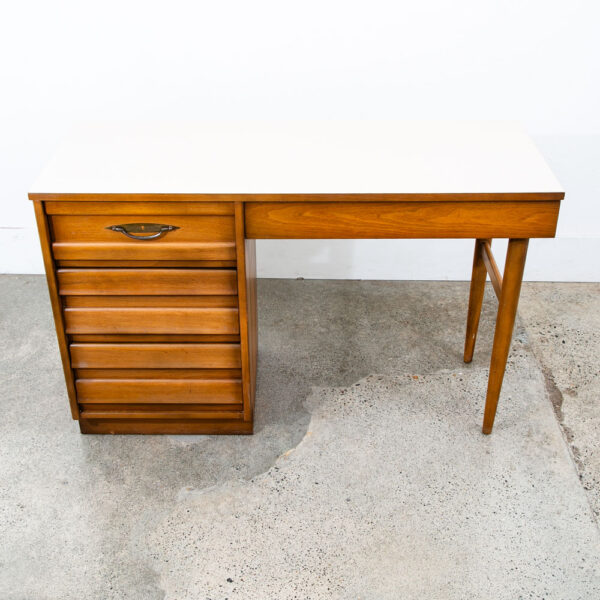 Mid Century Modern Desk American Martinsville Drexel Bleached Walnut 4 Drawer - Image 2