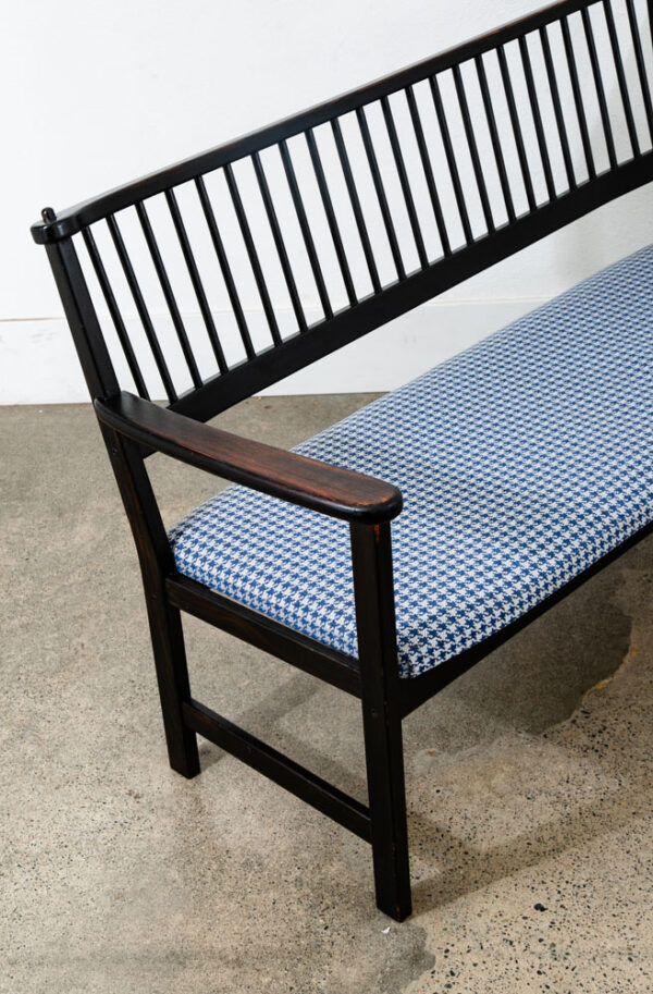 Mid Century Modern Wood Bench Swedese Sweden Black Blue Denmark Vintage - Image 9