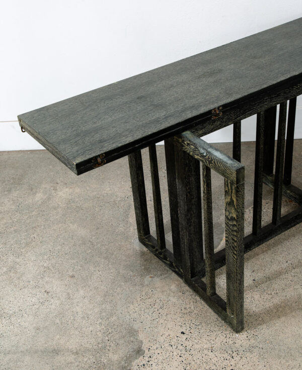 Mid Century Modern Console Table Folding Dining Ebonized Oak Vintage Black Mcm - Image 12