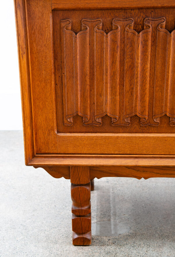 Mid Century Danish Modern Cabinet Credenza 2 drawer Henning Kjernulf Oak Glass - Image 10