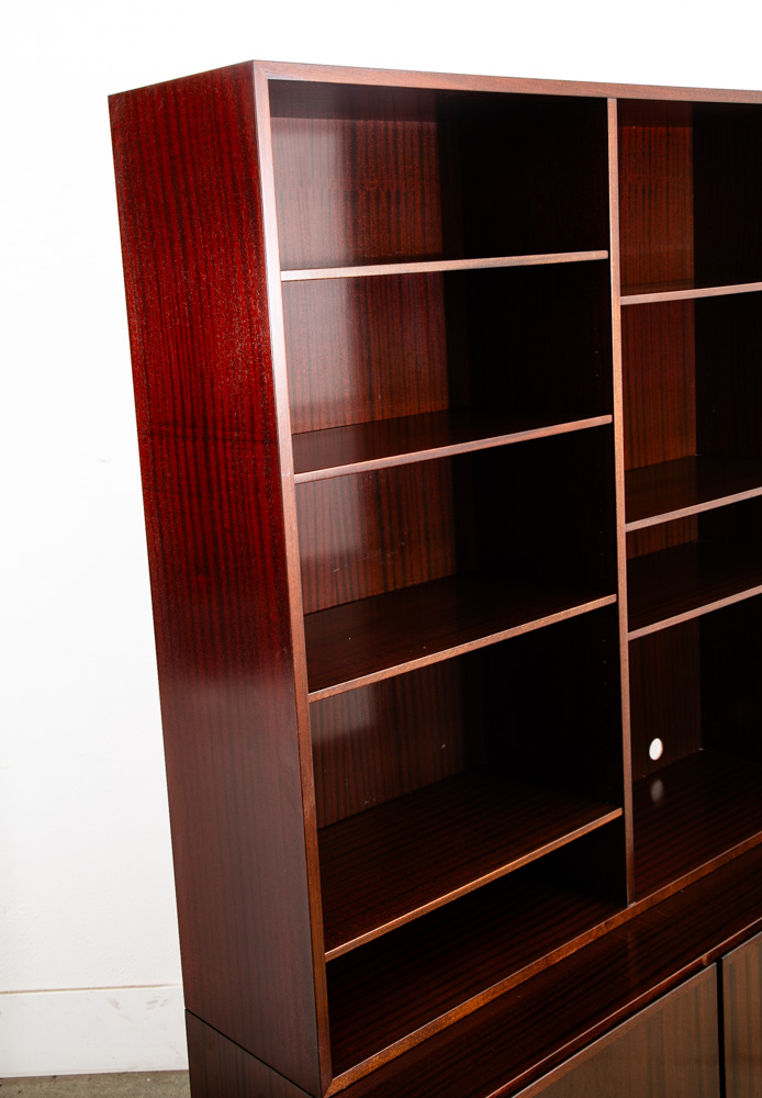 Mid Century Danish Modern Bookshelf Cabinet Mahogany Doors Omann Jun Mcm 2 - Image 9