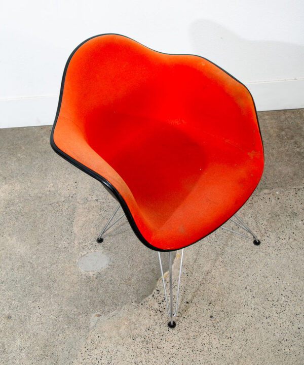 Mid Century Modern Chair Vitra Charles Eames Fabric Arm Shell Orange Vintage Mcm - Image 7