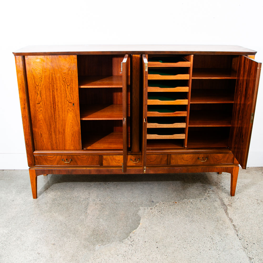 Mid Century Danish Modern Credenza Highboard Rosewood Wood Drawers Denmark Mcm - Image 6