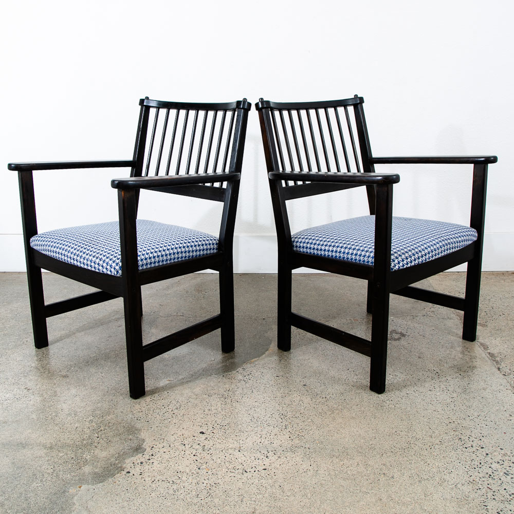 Mid Century Modern Wood Dining Chairs Swedese Sweden Black Blue Denmark Armchair