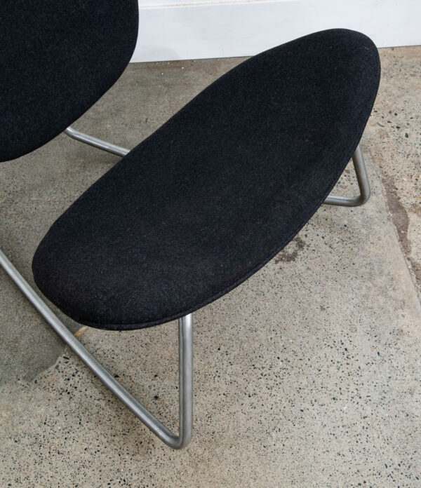Mid Century Danish Modern Rocking Chair Boconcept Rocker Grey Wool Metal Silver - Image 9