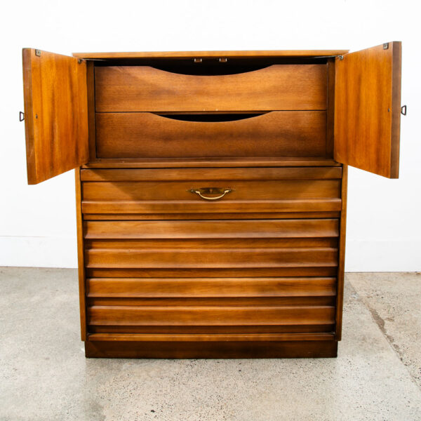 Mid Century Modern Dresser Highboy American Martinsville Drexel Bleached Walnut - Image 5