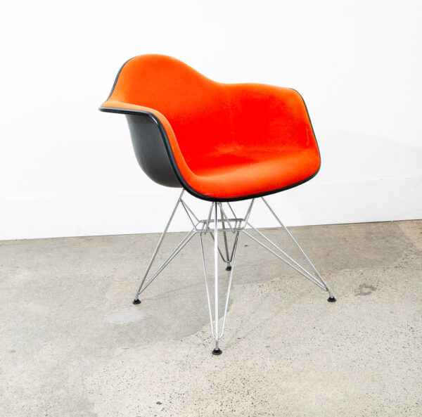 Mid Century Modern Chair Vitra Charles Eames Fabric Arm Shell Orange Vintage Mcm - Image 6