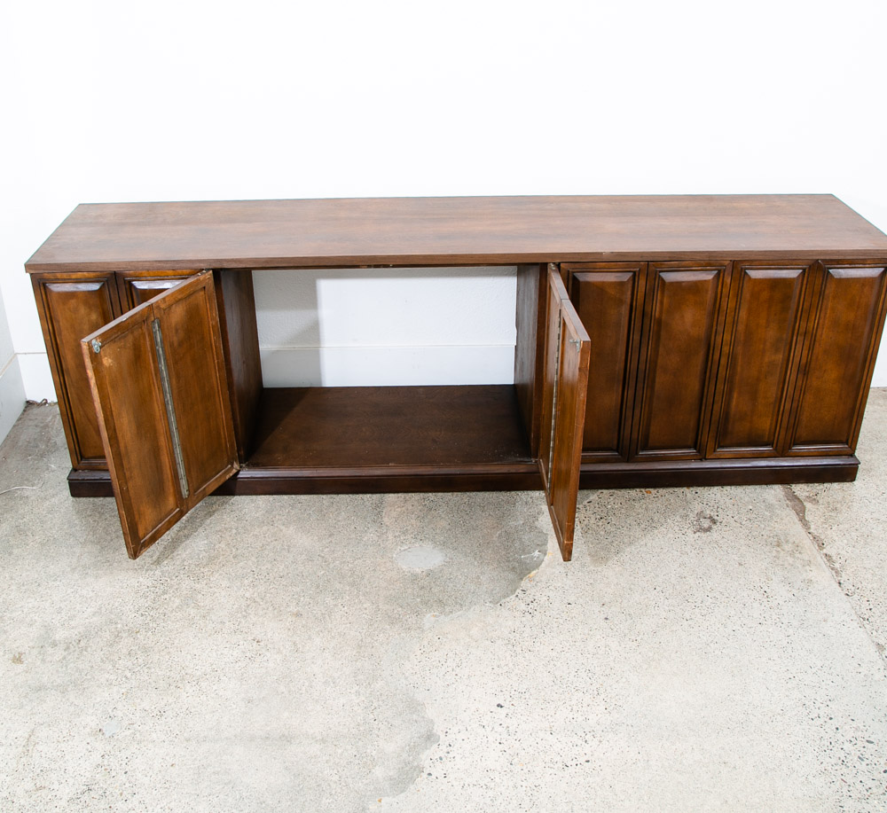 Mid Century Modern Credenza Cabinet Storage 4 doors Wide Large 89" Media Audio - Image 7