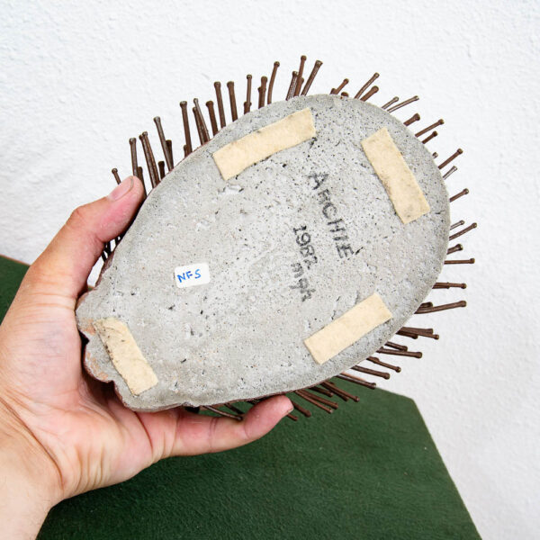 Mid Century Modern Sculpture Mix Media Art Cement Door Stopper Hedgehog Brown - Image 5