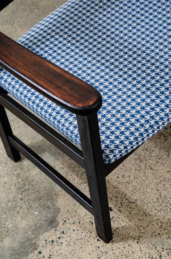 Mid Century Modern Wood Bench Swedese Sweden Black Blue Denmark Vintage - Image 10