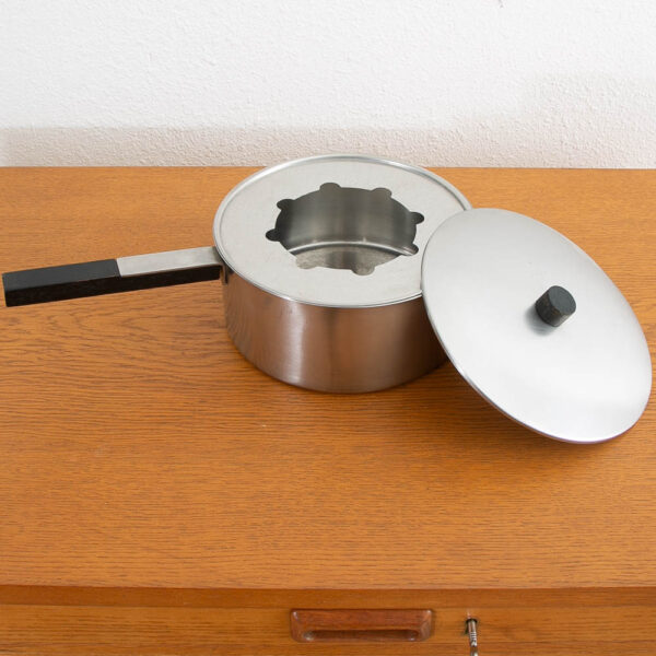 Mid Century Danish Modern Arne Jakobsen Fondue Ebony Lazy Susan Set Stainless Steel - Image 10