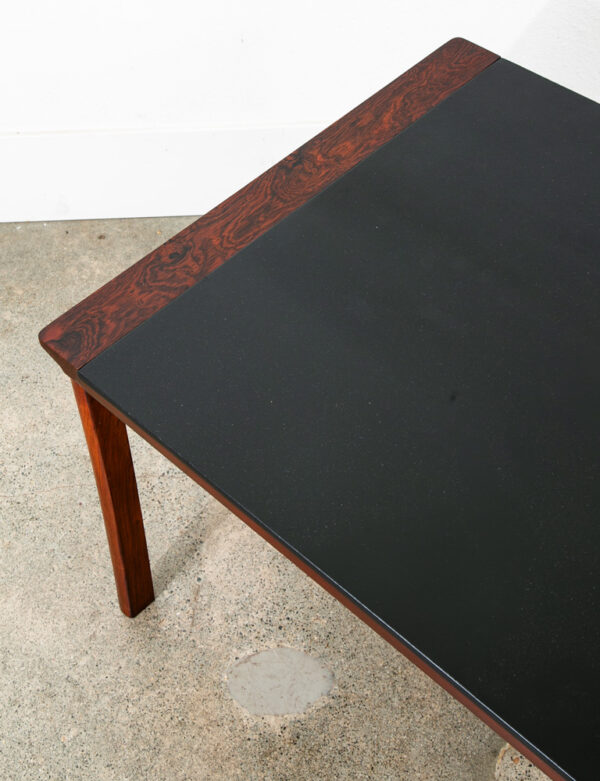 Mid Century Danish Modern Coffee Table Black Top Rosewood Hans Olsen Rectangular - Image 6