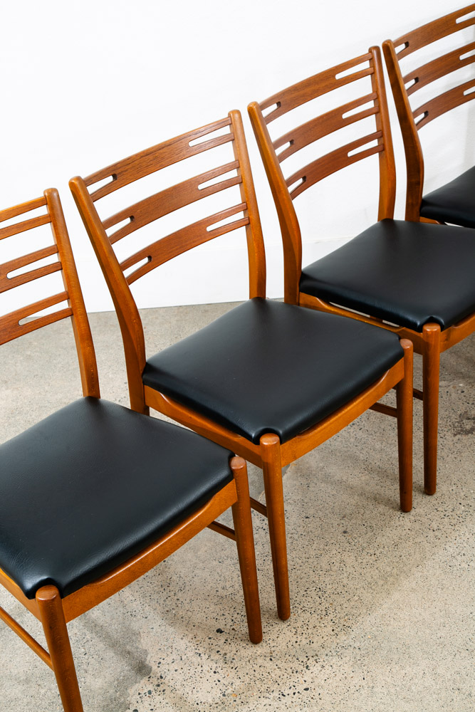 Mid Century Modern Dining Chairs Pair Set Mobler Ladder Farstrup Teak Mcm Black - Image 9