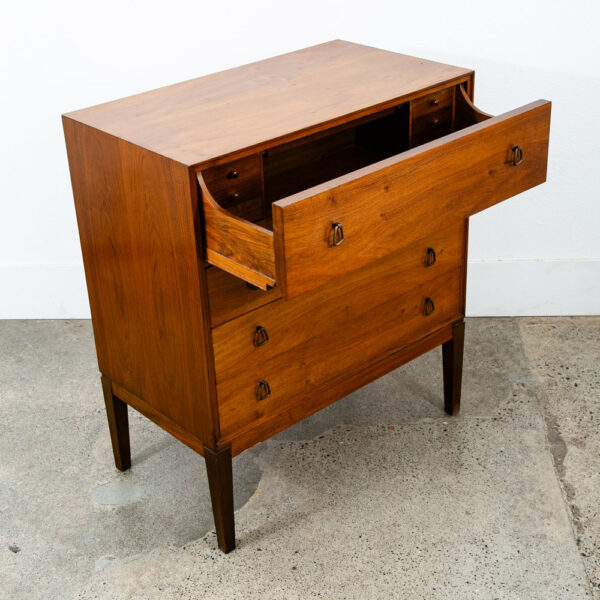 Mid Century Danish Modern Desk Vanity Office Walnut 3 Drawers Denmark Mirror - Image 10