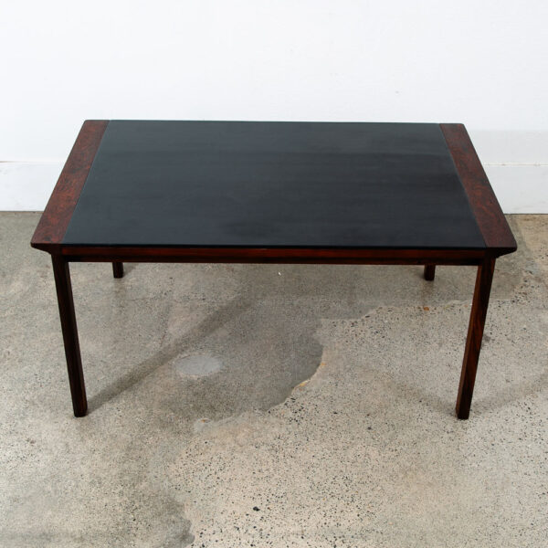 Mid Century Danish Modern Coffee Table Black Top Rosewood Hans Olsen Rectangular - Image 4