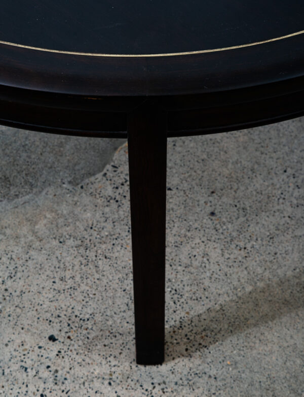 Mid Century Modern Dining Table Card Walnut Round Custom Vintage Brass Gold Mcm - Image 9