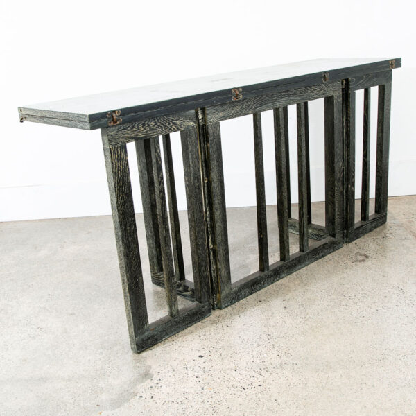Mid Century Modern Console Table Folding Dining Ebonized Oak Vintage Black Mcm - Image 11